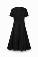 Gecombineerde midi-jurk met textuur - BLACK - XS