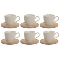 Set van 6 kopjes met schotel Home ESPRIT Wit Bamboe Porselein 90 ml
