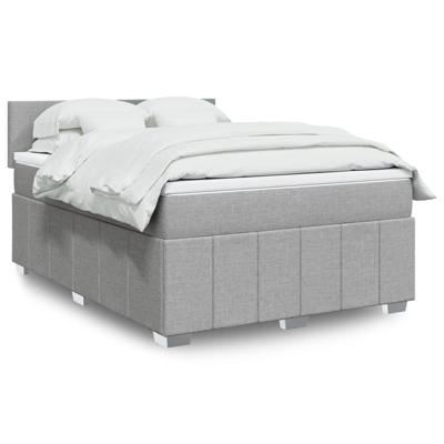 Boxspring met matras stof lichtgrijs 140x190 cm