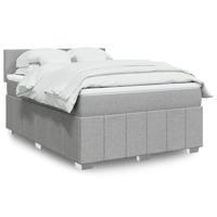 Boxspring met matras stof lichtgrijs 140x190 cm