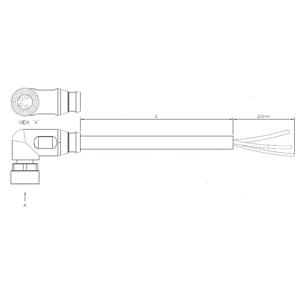 TE Connectivity 2273104-3 Sensor/actuator connector, geassembleerd M12 Aantal polen: 3 Bus, haaks 5.00 m 1 stuk(s)