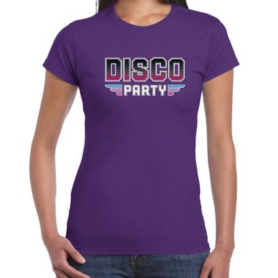 Disco party feest - t-shirt - paars - voor dames - feestkleding - 70s / 80s / 90s
