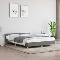 Bedframe met hoofdeinde stof donkergrijs 140x200 cm - thumbnail