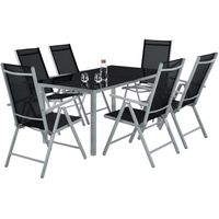 tectake tuinset 6+1, aluminium frame 6 stoelen en 1 tafel - lichtgrijs - 402167 - thumbnail