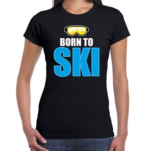 Apres-ski t-shirt wintersport Born to ski zwart voor dames