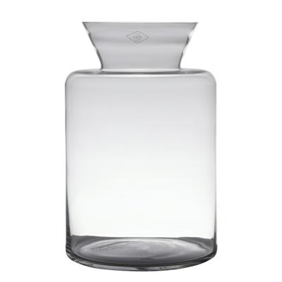Bloemenvaas - melkbus - transparant - glas - 24 x 37 cm - bloemen/takken - woonaccessoires