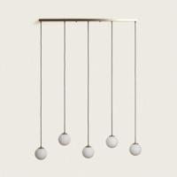 Hanglamp goud en opaalglas met 5 kappen &apos;Mono 5&apos;