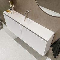 Mondiaz Ture 120cm toiletmeubel talc met wastafel talc midden geen kraangat - thumbnail