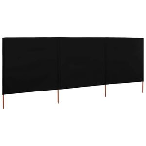 The Living Store Inklapbaar Windscherm - 400 x 160 cm - Zwart Nonwoven Stof en Hout