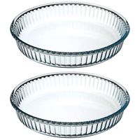 2x stuks ovenschaal rond - Transparant - Glas - Diameter 26 cm