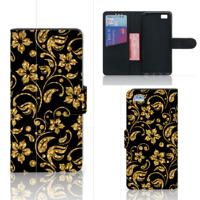 Huawei Ascend P8 Lite Hoesje Gouden Bloemen