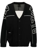 Y-3 intarsia-knit logo V-neck cardigan - Noir