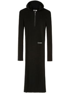 Jil Sander robe nervurée mi-longue à capuche - Noir