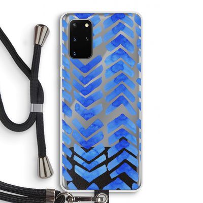 Blauwe pijlen: Samsung Galaxy S20 Plus Transparant Hoesje met koord