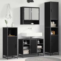 Badkamermeubelset Zwart Eiken 35 x 37,5 x 188,5 cm Bewerkt hout