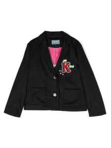 Kenzo Kids blazer en flanelle à logo brodé - Bleu