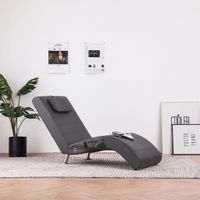 vidaXL Massage chaise longue met kussen kunstleer grijs - thumbnail