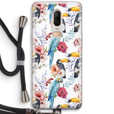 Bloemen tukan: OnePlus 6 Transparant Hoesje met koord