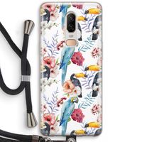 Bloemen tukan: OnePlus 6 Transparant Hoesje met koord