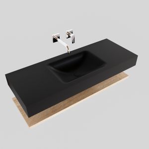 Badkamermeubel BWS Ibiza 120 cm met Washed Oak Planchet Solid Surface Wastafel Mat Zwart (acht varianten)