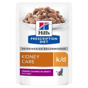 Hill&apos;s K/D Kidney Care kattenvoer nat met Rund 12x85g maaltijdzakje multipack