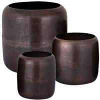 PTMD bloempot djace aluminium koperkleurig 34 cm set van 3 | 2 stuks