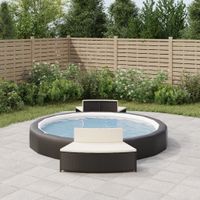 Spa-bankjes met kussens 2 st poly rattan zwart - thumbnail