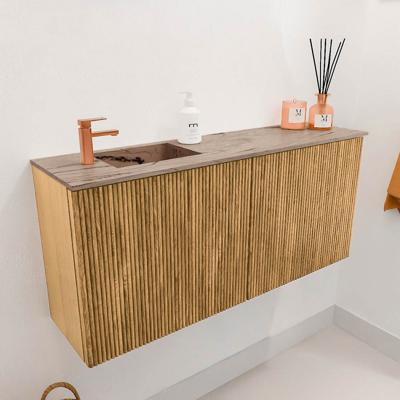 Toiletmeubel Mondiaz Joya Dlux | 90 cm | Meubelkleur Oak | Faye wastafel Arena Wasbak Links | 1 kraangat