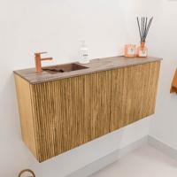Toiletmeubel Mondiaz Joya Dlux | 90 cm | Meubelkleur Oak | Faye wastafel Arena Wasbak Links | 1 kraangat