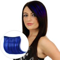 Kleur verloop onzichtbare naadloze haarverlenging pruik stuk recht haar stuk kleur pony haar stuk (Sapphire Blue)