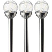 Lumineo LED steker bol Navi - 3x - solar - 30 cm - RVS - tuinverlichting tuinsteker - Tuinlampen