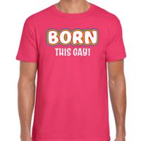 Bellatio Decorations Gay Pride shirt - born this gay - regenboog - heren - roze 2XL  - - thumbnail