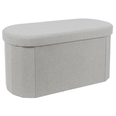 Poef/hocker - opbergbox - ovaal - grijs - polyester - 76 x 38 cm