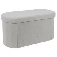 Poef/hocker - opbergbox - ovaal - grijs - polyester - 76 x 38 cm