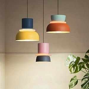 Scandinavische moderne hanglamp creatief macaron kleur schuur ontwerp uit het midden van de eeuw hanglamp met aluminium kap vintage industriële kroonluchter slaapkamer kleurrijke plafond hanglampen Lightinthebox