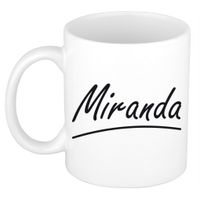 Naam cadeau mok / beker Miranda met sierlijke letters 300 ml - thumbnail