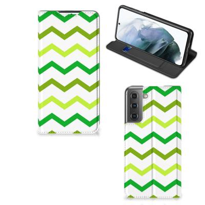 Samsung Galaxy S21 FE | Hoesje met Magneet | Zigzag Groen