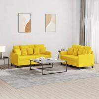 2-delige Loungeset met kussens stof lichtgeel