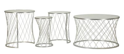 TAFEL NOAH ZILVER SET 4 STUKS CM Ø 70X45-47X54,5-36x50-28x45