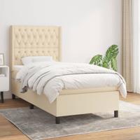 Boxspring met matras stof crèmekleurig 100x200 cm