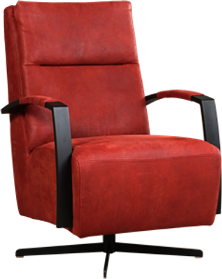 Rode leren industriële draaifauteuil Award - staal zwart frame met stervoet - Kenia Leer Burgundy (rood leer)