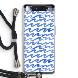 Blauwe golven: Samsung Galaxy A80 Transparant Hoesje met koord