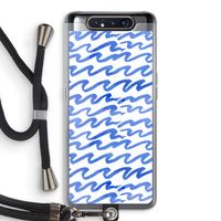 Blauwe golven: Samsung Galaxy A80 Transparant Hoesje met koord