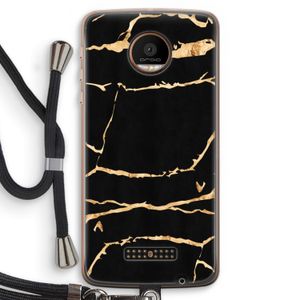 Gouden marmer: Motorola Moto Z Force Transparant Hoesje met koord