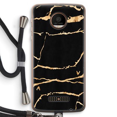 Gouden marmer: Motorola Moto Z Force Transparant Hoesje met koord