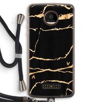 Gouden marmer: Motorola Moto Z Force Transparant Hoesje met koord
