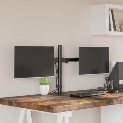 VidaXL Monitorstandaard dubbel vesa 75/100 mm staal zwart