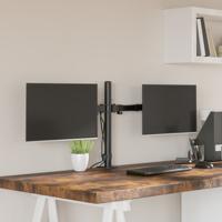 VidaXL Monitorstandaard dubbel vesa 75/100 mm staal zwart