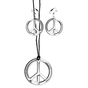Carnaval/verkleed accessoires Hippie/sixties sieraden set - ketting/oorbellen - zilver   -