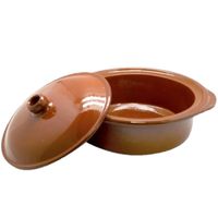 Tapas terracotta ovenschaal/stoofpot cocotte met deksel 26 cm